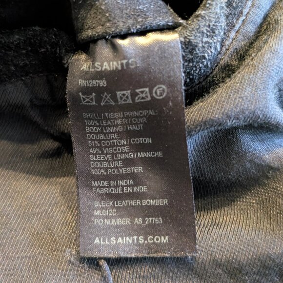 AllSaints Bleek Leather Bomber Jacket XL - Picture 4 of 5